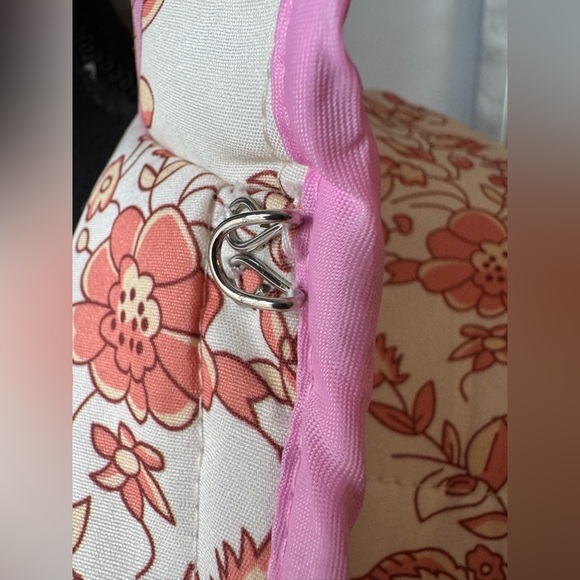 Cottagecore Floral Pink cream orange Women's padded quilted Jacket  NWOT Medium - Picture 5 of 6